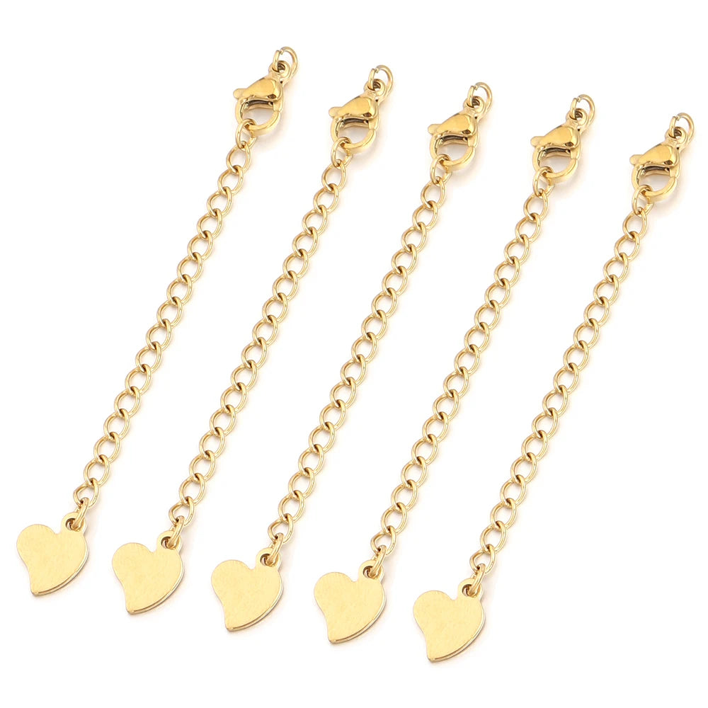 5-10pcs Stainless Steel Extension Chains With Lobster Clasps Connector Necklace Tail Chain For Jewelry Making DIY Accessories