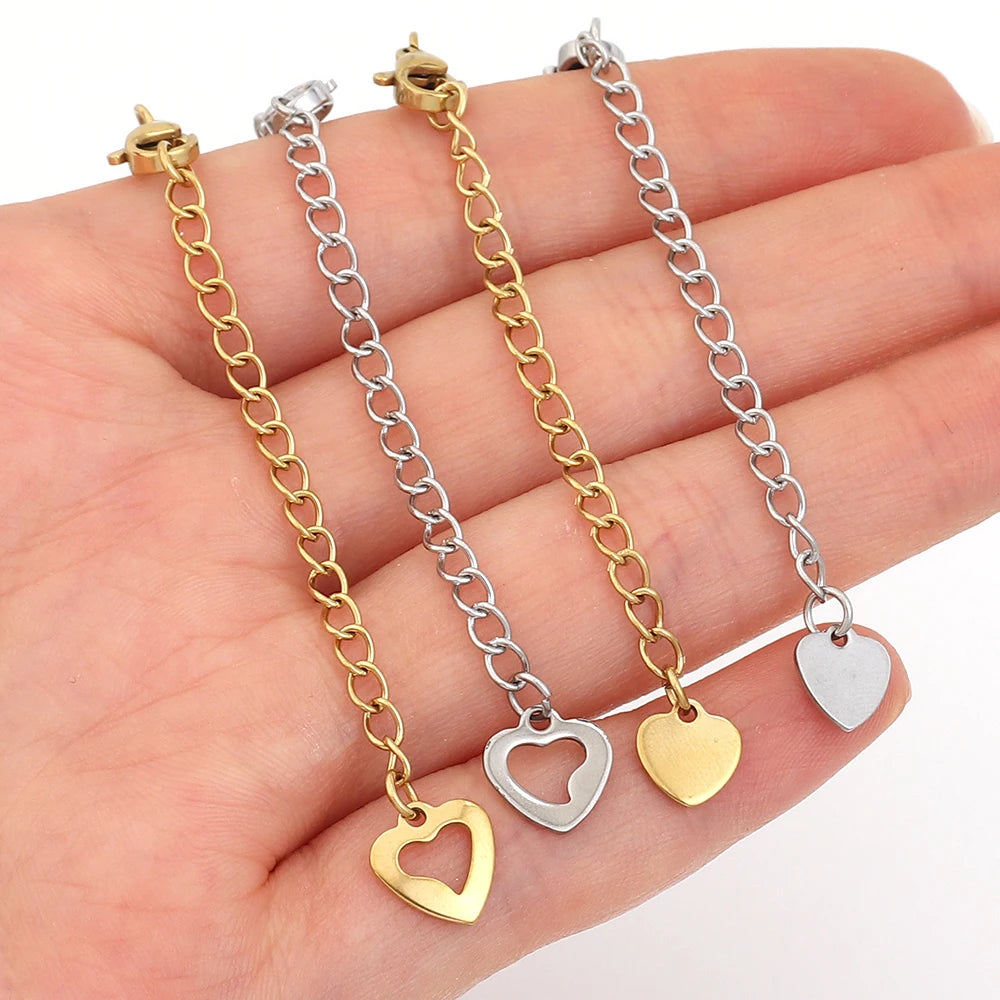 5-10pcs Stainless Steel Extension Chains With Lobster Clasps Connector Necklace Tail Chain For Jewelry Making DIY Accessories