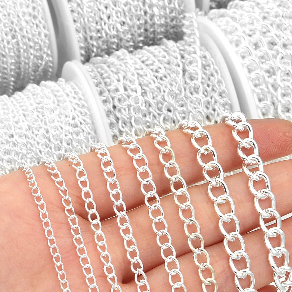 10yards/roll Flat 2-6mm Extension Thin Chain Metal Chain Extended Tail Chain DIY Necklace Body Chain Jewelry Making Accessories