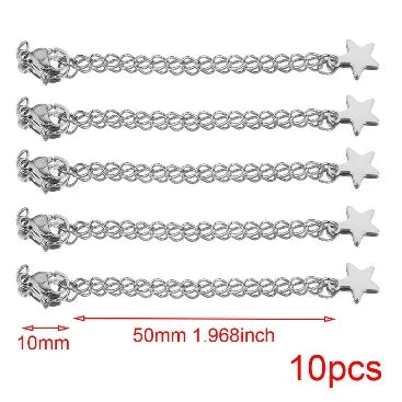 10pcs Stainless Steel Extension Extended Tail Chains Lobster Clasps Connectors DIY Jewelry Making Findings Bracelet Necklaces