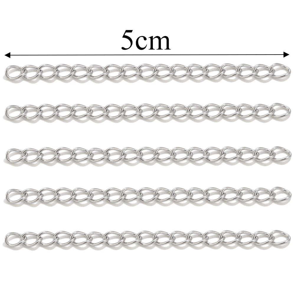 50pcs 5cm Stainless Steel Extension Chain Gold Necklace Bracelet Extender Tail Chains For Jewelry Making Supplies DIY Accessorie