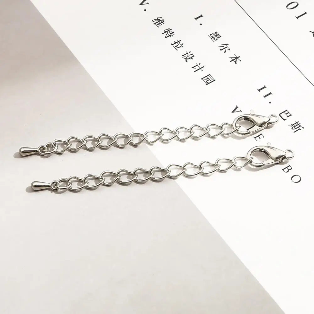 10Pcs/Lot 55mm Tone Extended Extension Tail Chain Lobster Clasps Connector For DIY Jewelry Making Findings Bracelet Necklace