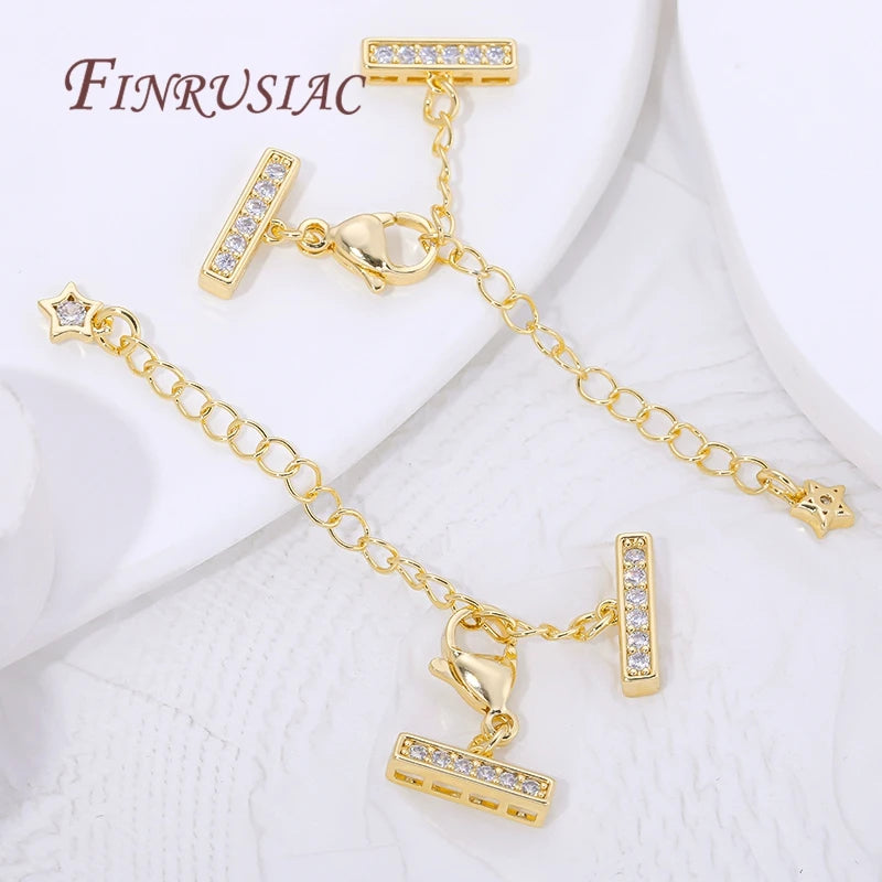 18K Gold Plated 3-row Pearl Necklaces Connectors,Extension Chain with Lobster Clasps For Jewelry Making Supplies DIY Accessories