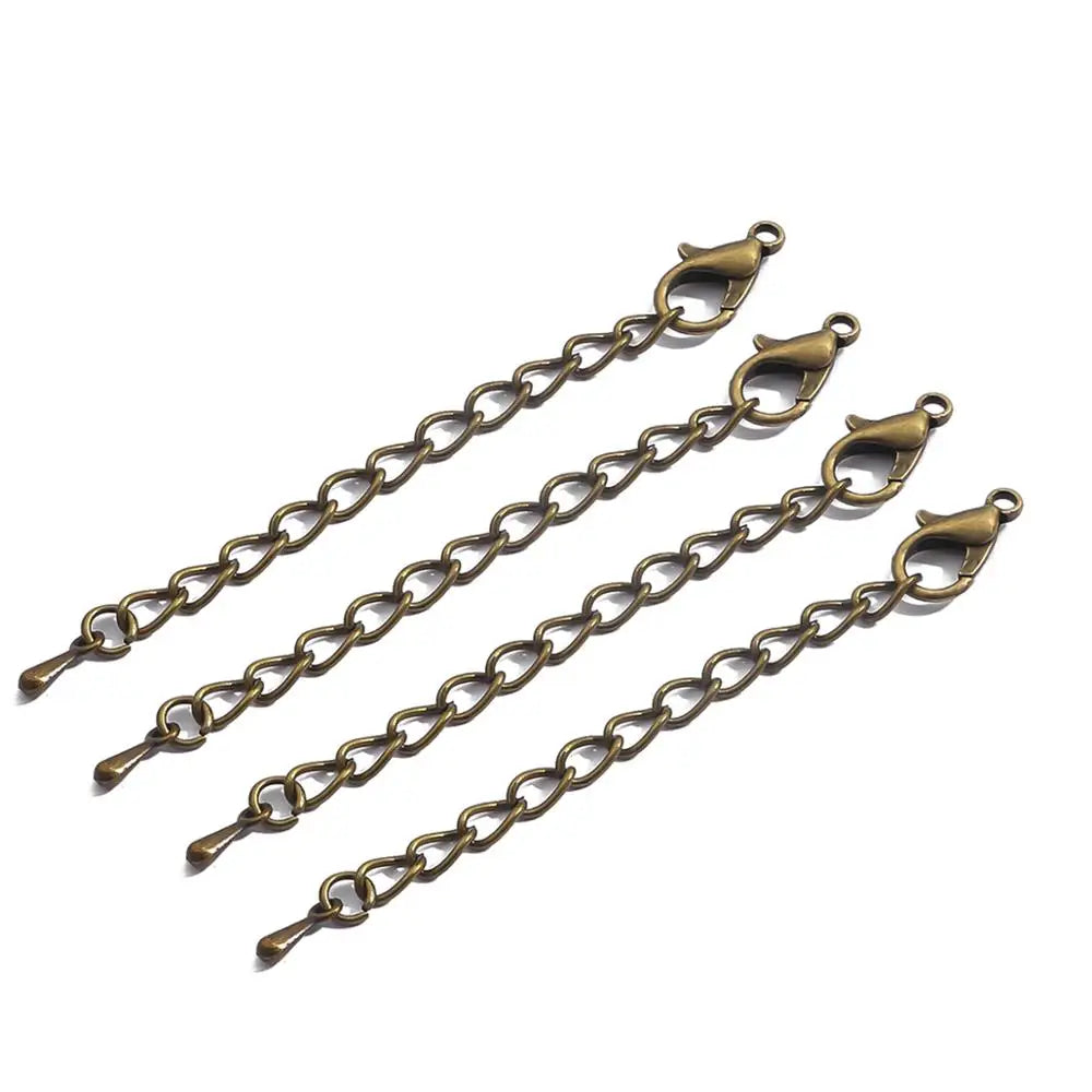 10Pcs/Lot 55mm Tone Extended Extension Tail Chain Lobster Clasps Connector For DIY Jewelry Making Findings Bracelet Necklace