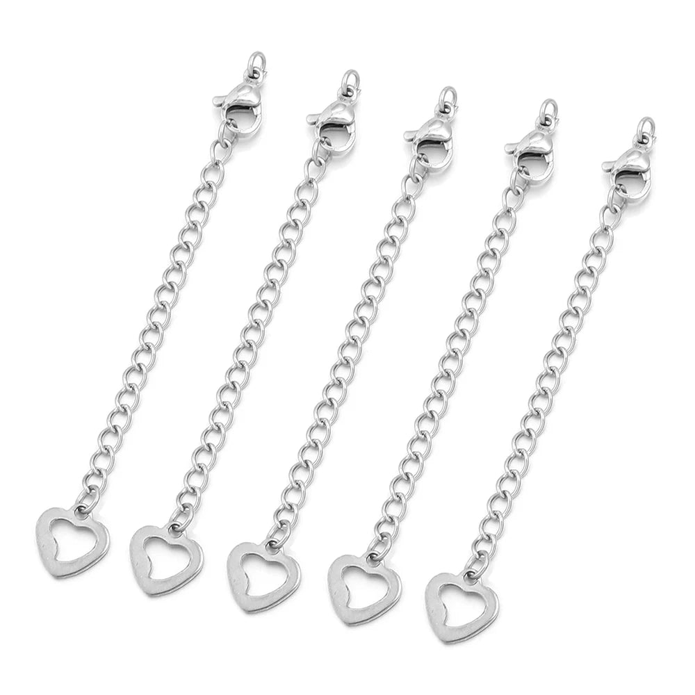 5-10pcs Stainless Steel Extension Chains With Lobster Clasps Connector Necklace Tail Chain For Jewelry Making DIY Accessories