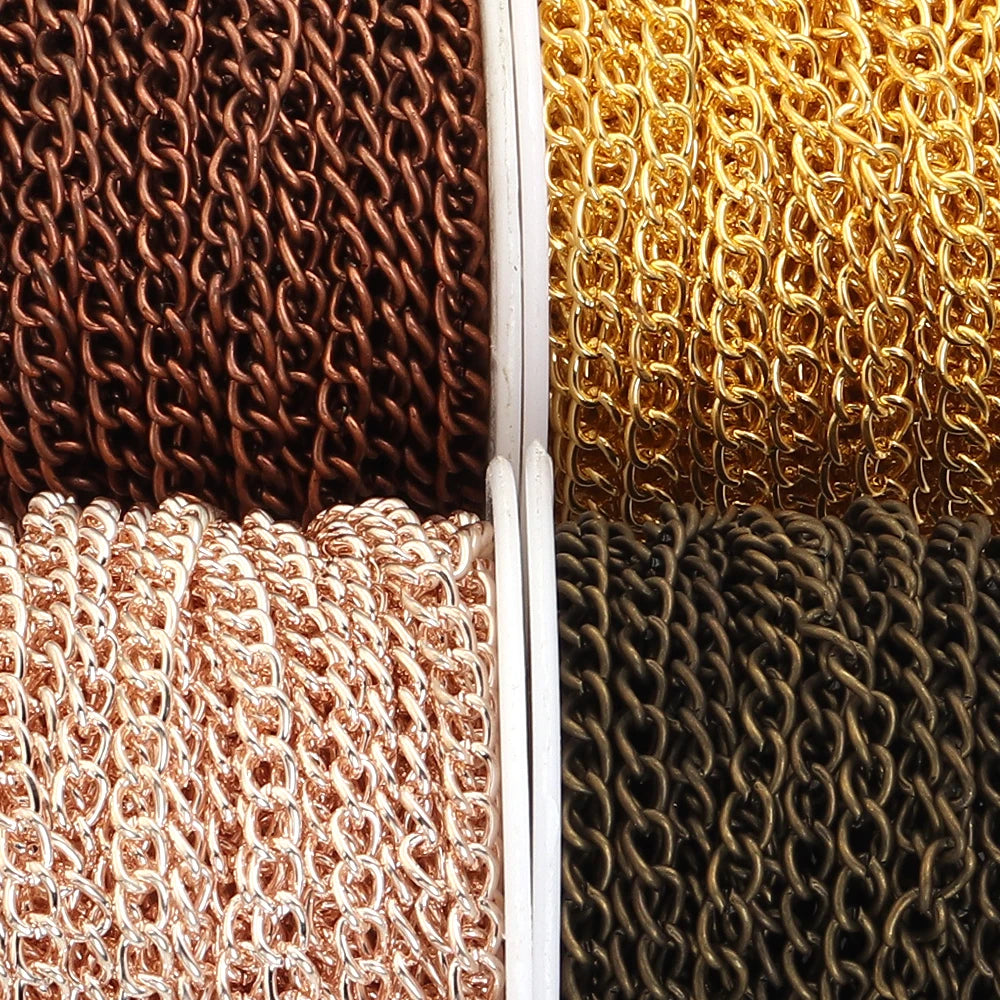 10yards/roll Flat 2-6mm Extension Thin Chain Metal Chain Extended Tail Chain DIY Necklace Body Chain Jewelry Making Accessories