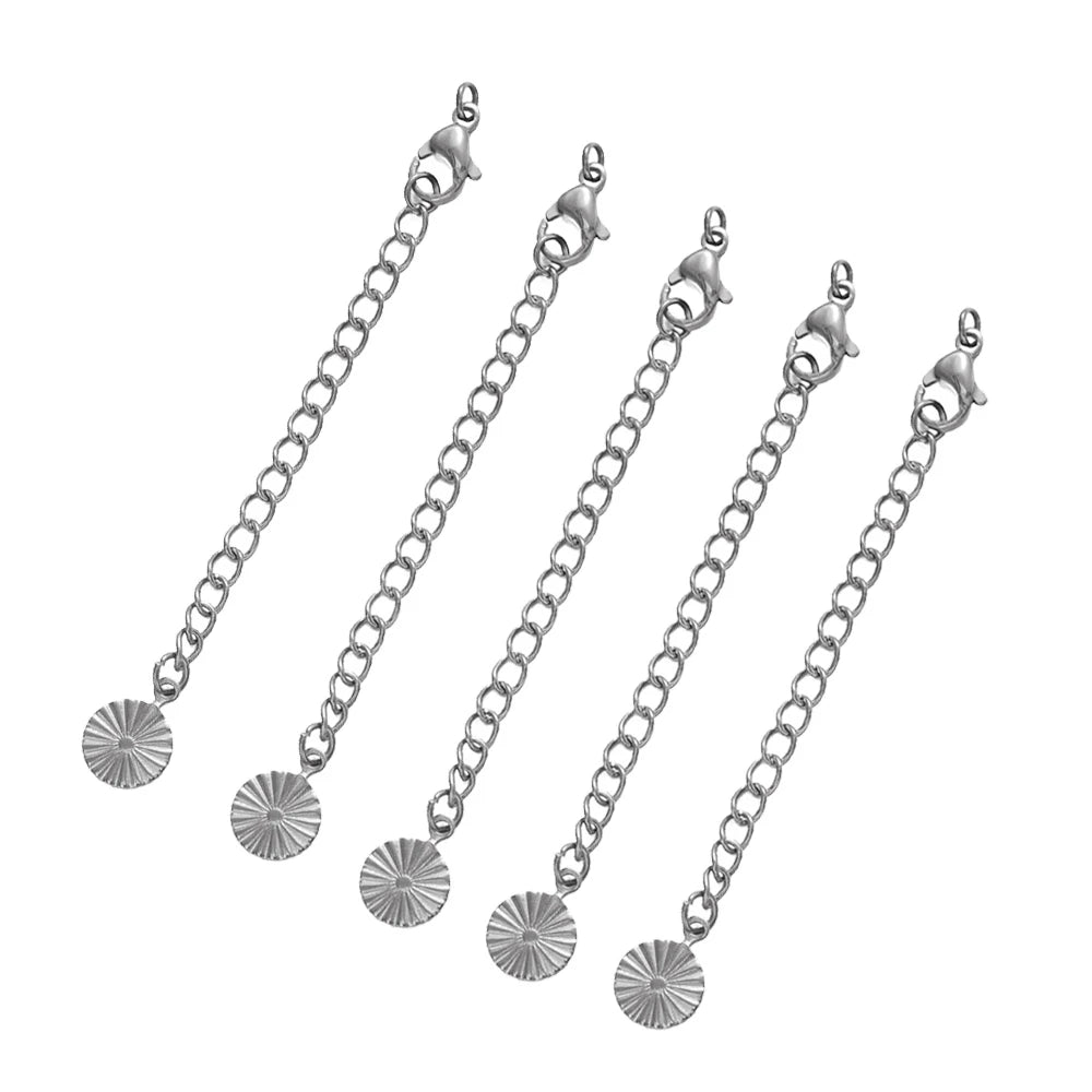 10pcs Stainless Steel Extension Extended Tail Chains Lobster Clasps Connectors DIY Jewelry Making Findings Bracelets Necklaces