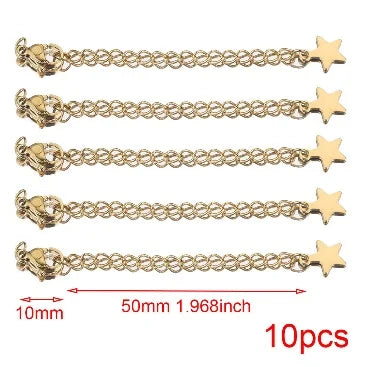 10pcs Stainless Steel Extension Extended Tail Chains Lobster Clasps Connectors DIY Jewelry Making Findings Bracelet Necklaces