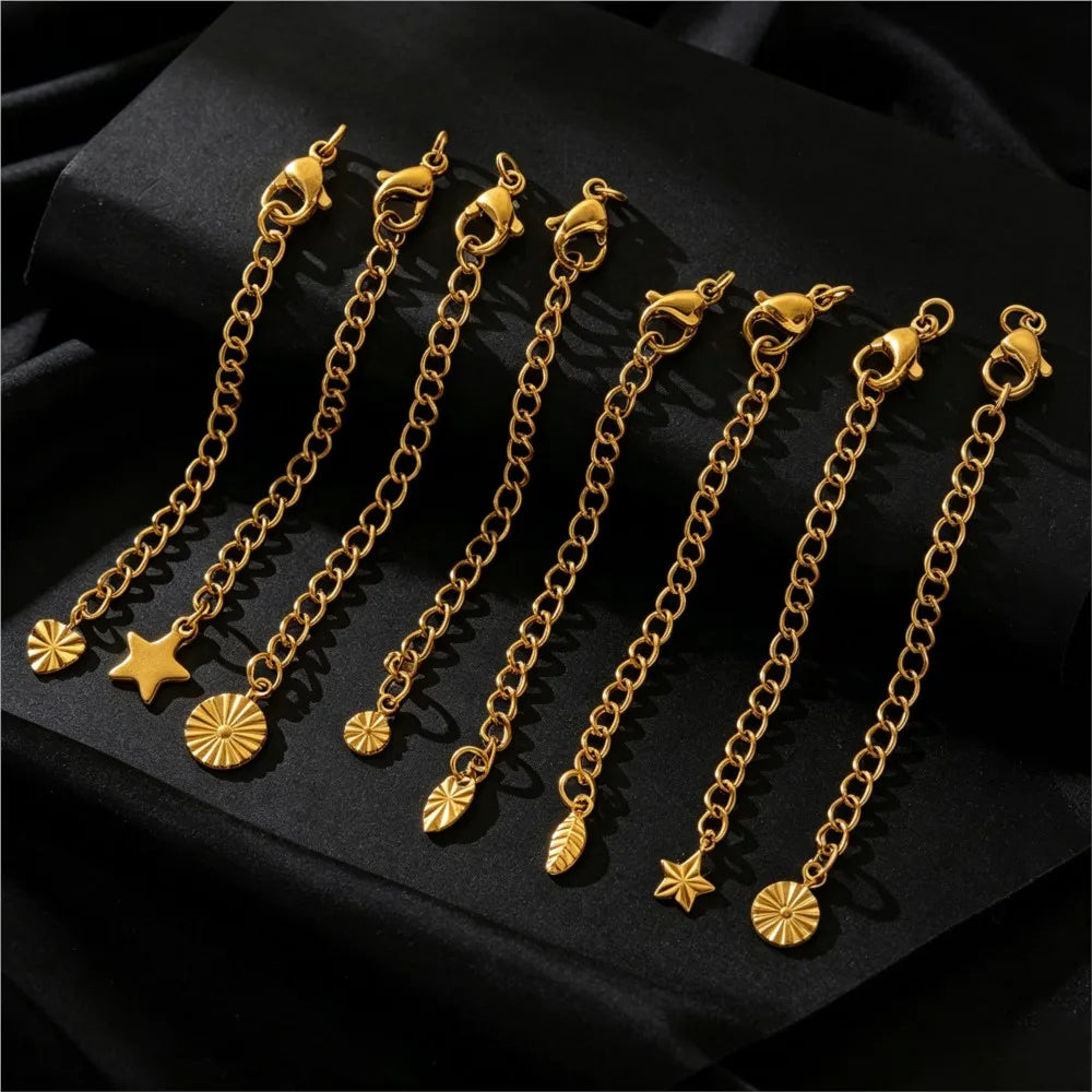 10pcs Stainless Steel Extension Extended Tail Chains Lobster Clasps Connectors DIY Jewelry Making Findings Bracelets Necklaces
