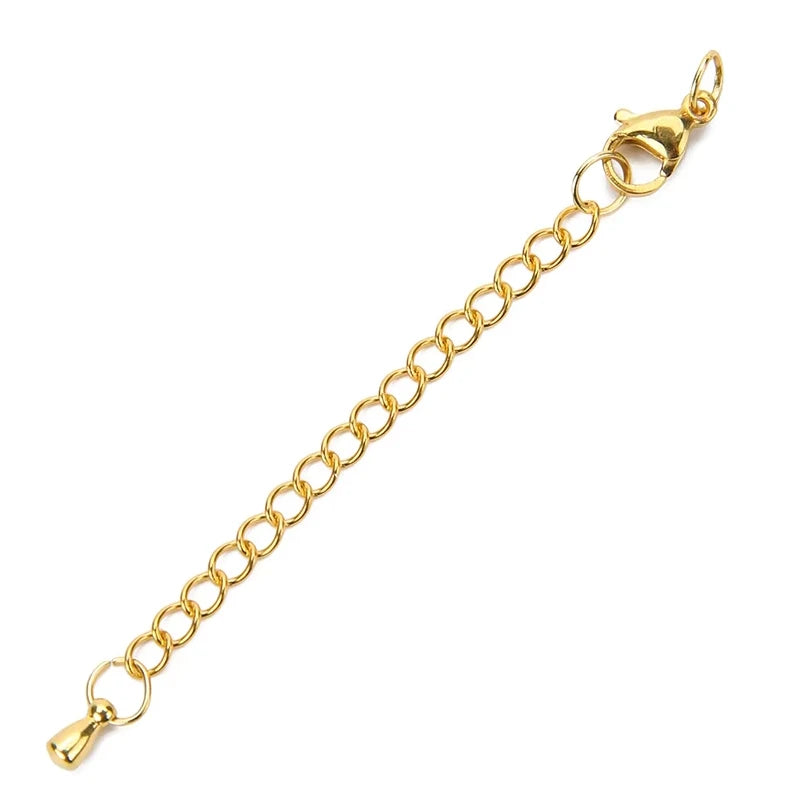 10pcs PVD Never Fade Stainless Steel Extender Extension Chain Extended Tail Chains Lobster Clasps For Necklace Jewelry Making