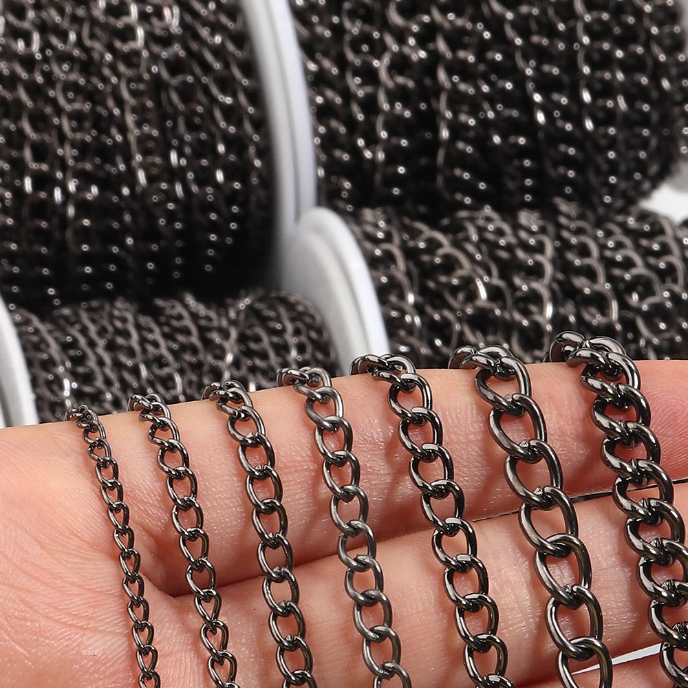 10yards/roll Flat 2-6mm Extension Thin Chain Metal Chain Extended Tail Chain DIY Necklace Body Chain Jewelry Making Accessories