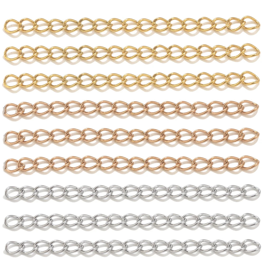 50pcs 5cm Stainless Steel Extension Chain Gold Necklace Bracelet Extender Tail Chains For Jewelry Making Supplies DIY Accessorie