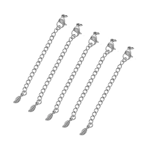 10pcs Stainless Steel Extension Extended Tail Chains Lobster Clasps Connectors DIY Jewelry Making Findings Bracelets Necklaces
