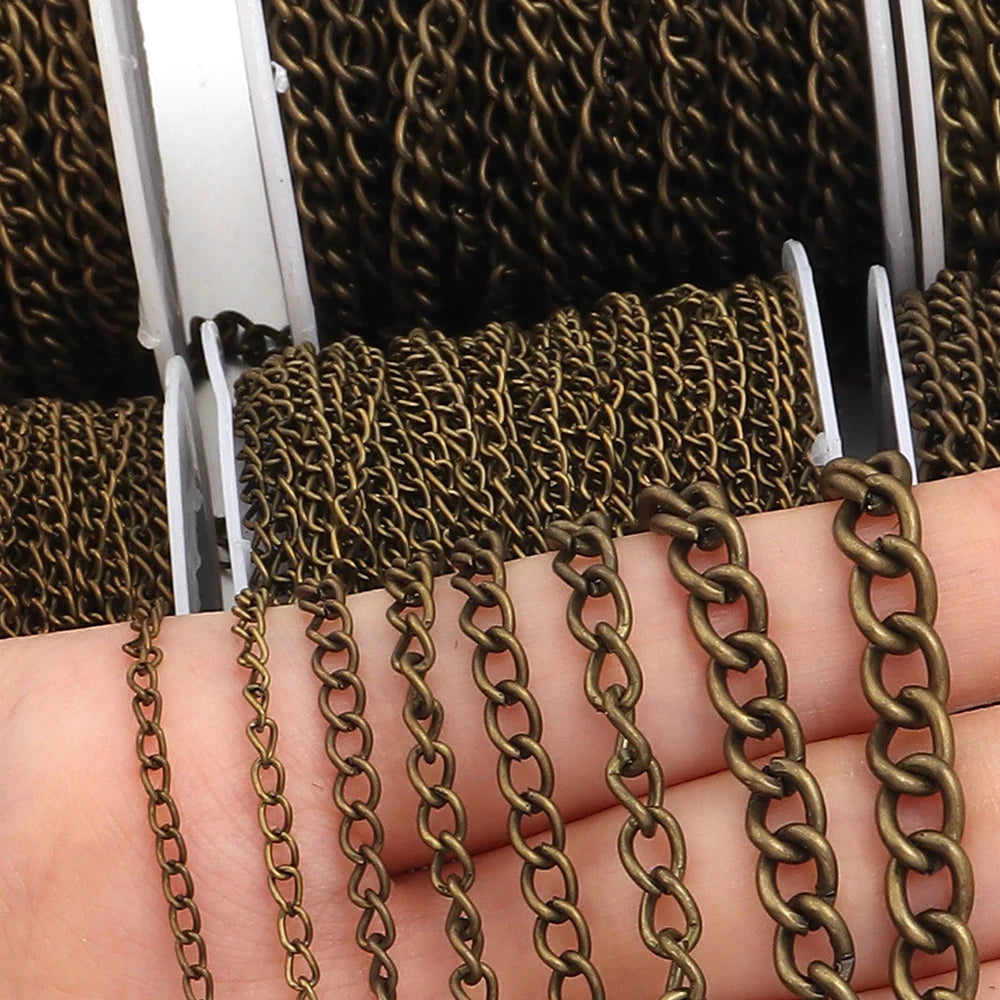 10yards/roll Flat 2-6mm Extension Thin Chain Metal Chain Extended Tail Chain DIY Necklace Body Chain Jewelry Making Accessories