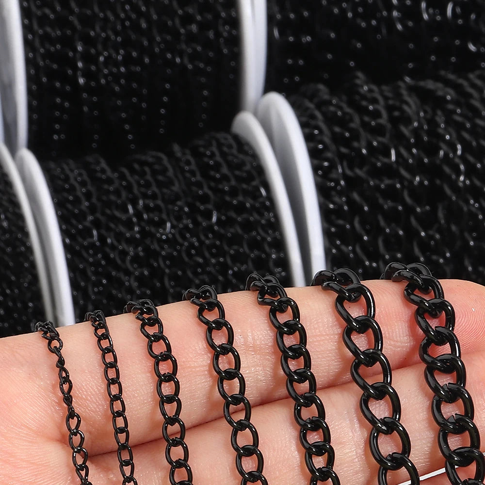 10yards/roll Flat 2-6mm Extension Thin Chain Metal Chain Extended Tail Chain DIY Necklace Body Chain Jewelry Making Accessories