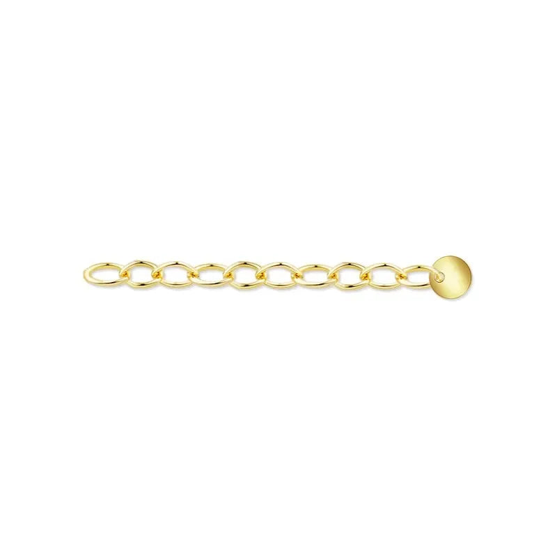 14K Gold Filled Extensions Chain Cable Extender Chain For Bracelet w/ Round Disc Charm Jewelry Making Supplies Necklace Chain