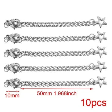 10pcs Stainless Steel Extension Extended Tail Chains Lobster Clasps Connectors DIY Jewelry Making Findings Bracelet Necklaces