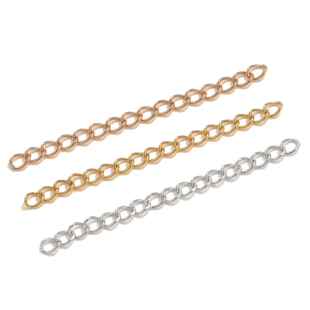 50pcs 5cm Stainless Steel Extension Chain Gold Necklace Bracelet Extender Tail Chains For Jewelry Making Supplies DIY Accessorie