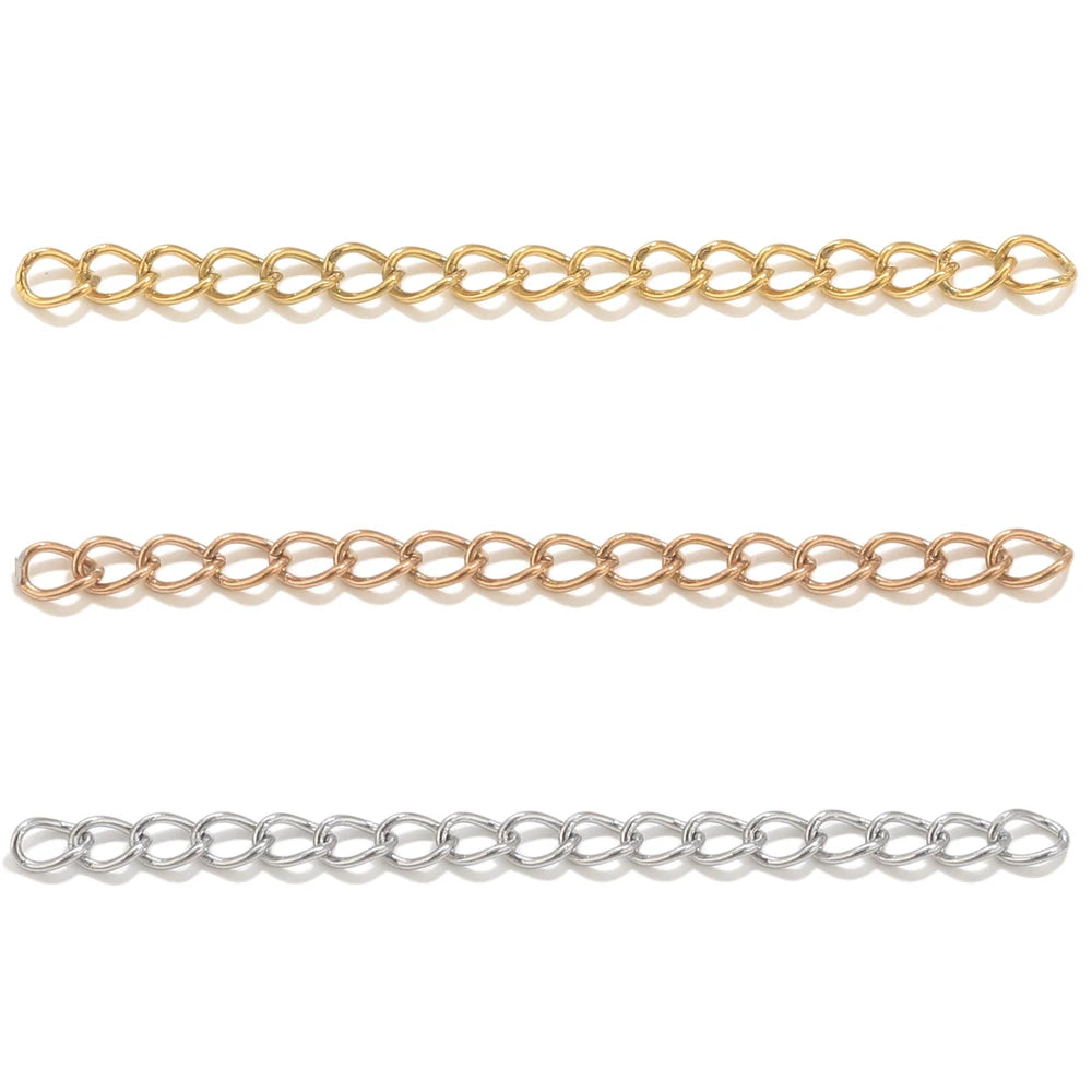 50pcs 5cm Stainless Steel Extension Chain Gold Necklace Bracelet Extender Tail Chains For Jewelry Making Supplies DIY Accessorie