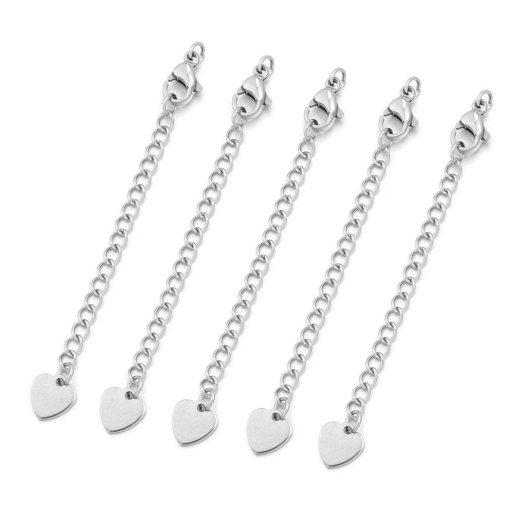 5-10pcs Stainless Steel Extension Chains With Lobster Clasps Connector Necklace Tail Chain For Jewelry Making DIY Accessories