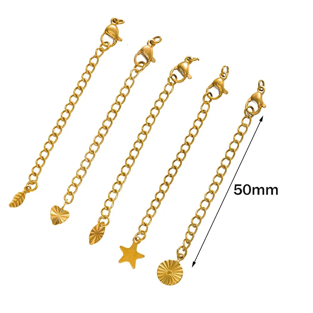 10pcs Stainless Steel Extension Extended Tail Chains Lobster Clasps Connectors DIY Jewelry Making Findings Bracelets Necklaces