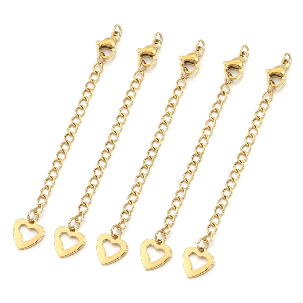 5-10pcs Stainless Steel Extension Chains With Lobster Clasps Connector Necklace Tail Chain For Jewelry Making DIY Accessories