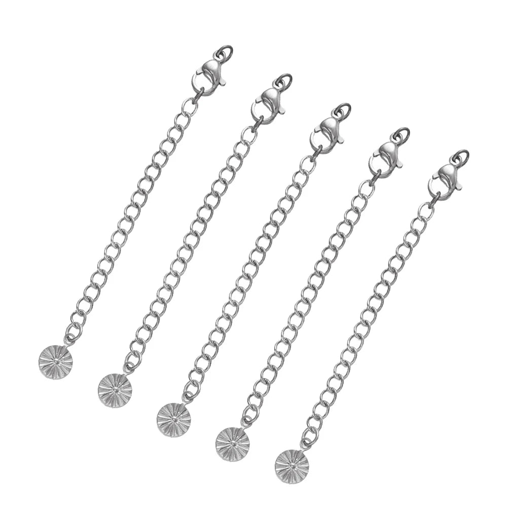 10pcs Stainless Steel Extension Extended Tail Chains Lobster Clasps Connectors DIY Jewelry Making Findings Bracelets Necklaces
