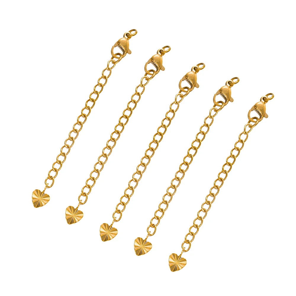 10pcs Stainless Steel Extension Extended Tail Chains Lobster Clasps Connectors DIY Jewelry Making Findings Bracelets Necklaces