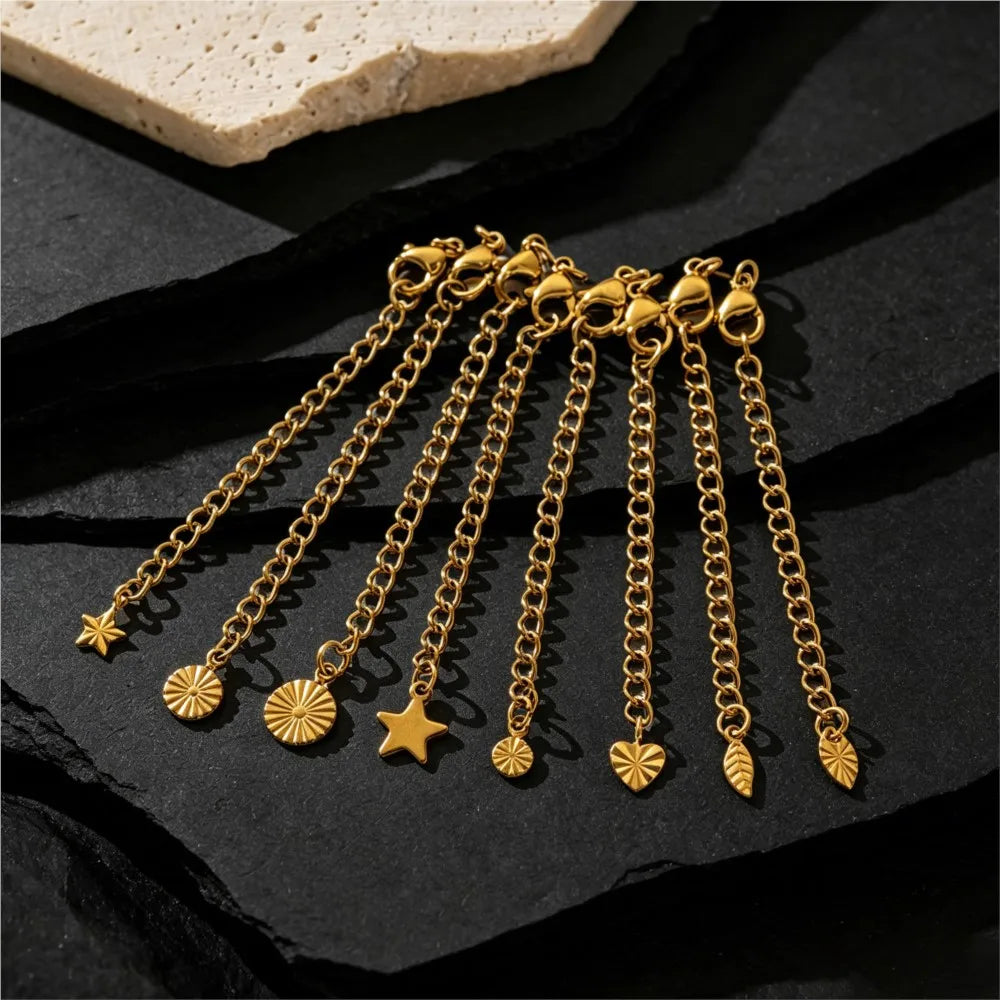 10pcs Stainless Steel Extension Extended Tail Chains Lobster Clasps Connectors DIY Jewelry Making Findings Bracelets Necklaces