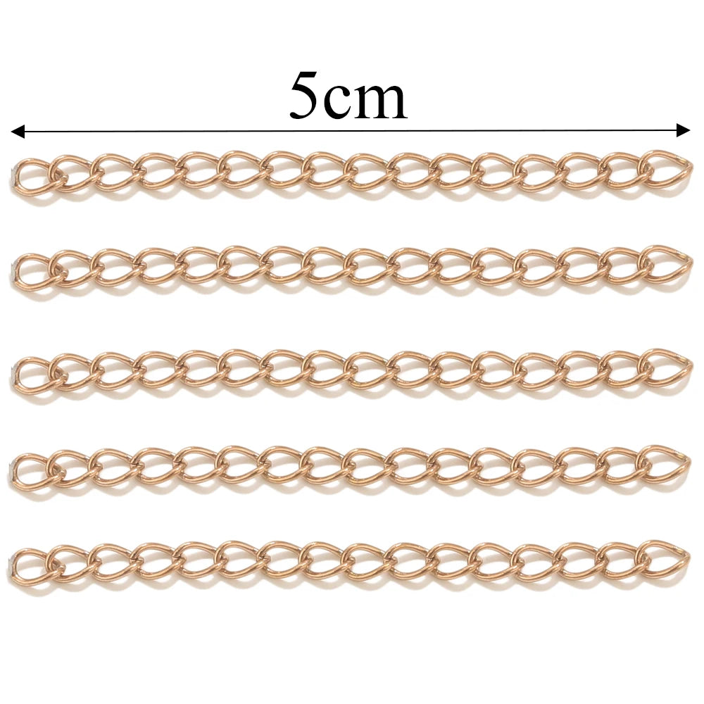 50pcs 5cm Stainless Steel Extension Chain Gold Necklace Bracelet Extender Tail Chains For Jewelry Making Supplies DIY Accessorie