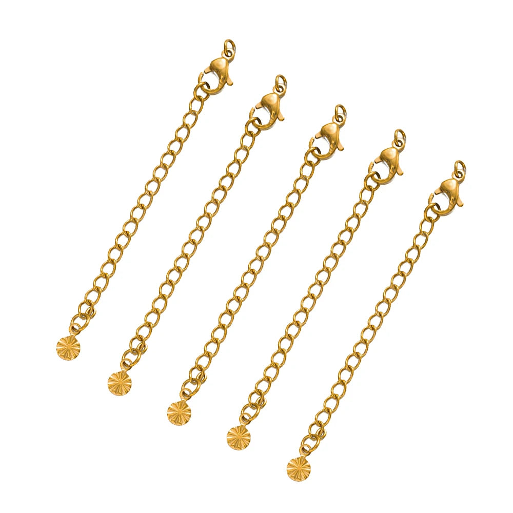10pcs Stainless Steel Extension Extended Tail Chains Lobster Clasps Connectors DIY Jewelry Making Findings Bracelets Necklaces