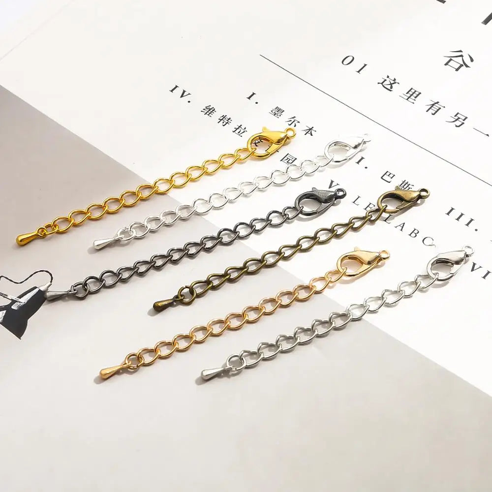 10Pcs/Lot 55mm Tone Extended Extension Tail Chain Lobster Clasps Connector For DIY Jewelry Making Findings Bracelet Necklace