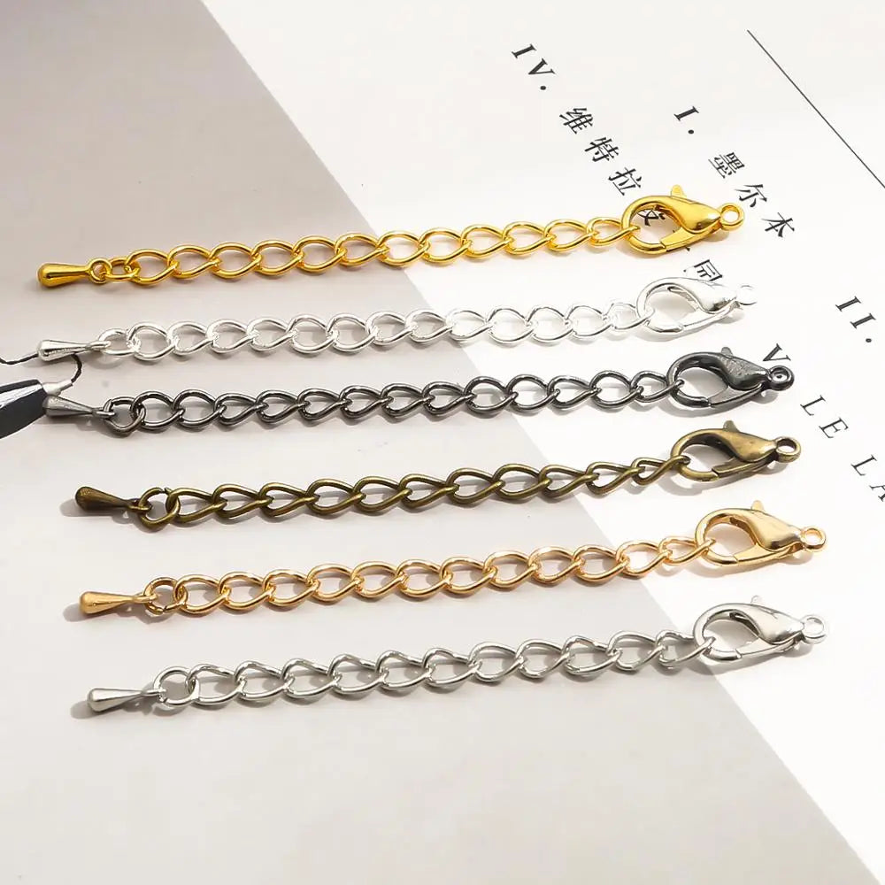 10Pcs/Lot 55mm Tone Extended Extension Tail Chain Lobster Clasps Connector For DIY Jewelry Making Findings Bracelet Necklace