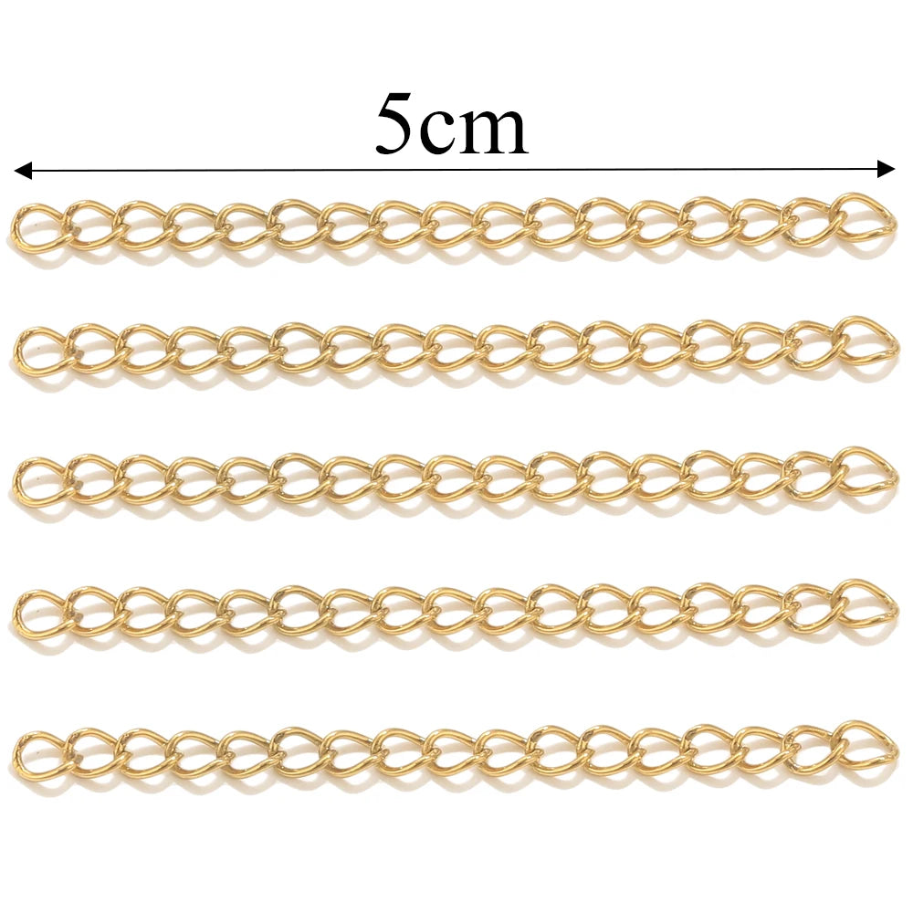 50pcs 5cm Stainless Steel Extension Chain Gold Necklace Bracelet Extender Tail Chains For Jewelry Making Supplies DIY Accessorie