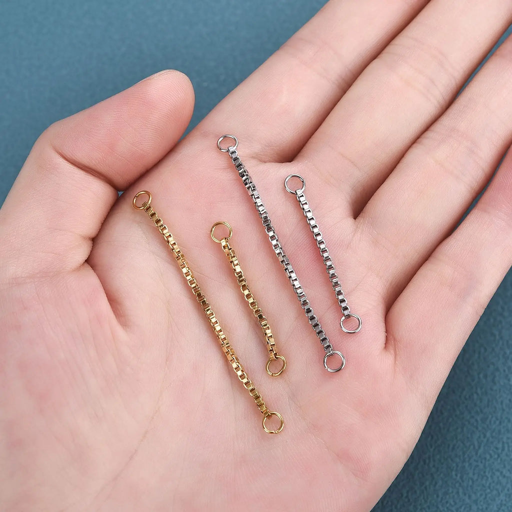 10pcs Stainless Steel Extension Chain No Fade Extended Connector Ball Tail Chain For Earrings Chain Necklace DIY Jewelry Making