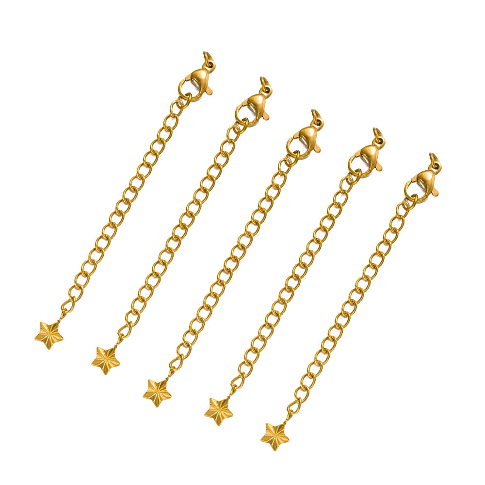 10pcs Stainless Steel Extension Extended Tail Chains Lobster Clasps Connectors DIY Jewelry Making Findings Bracelets Necklaces
