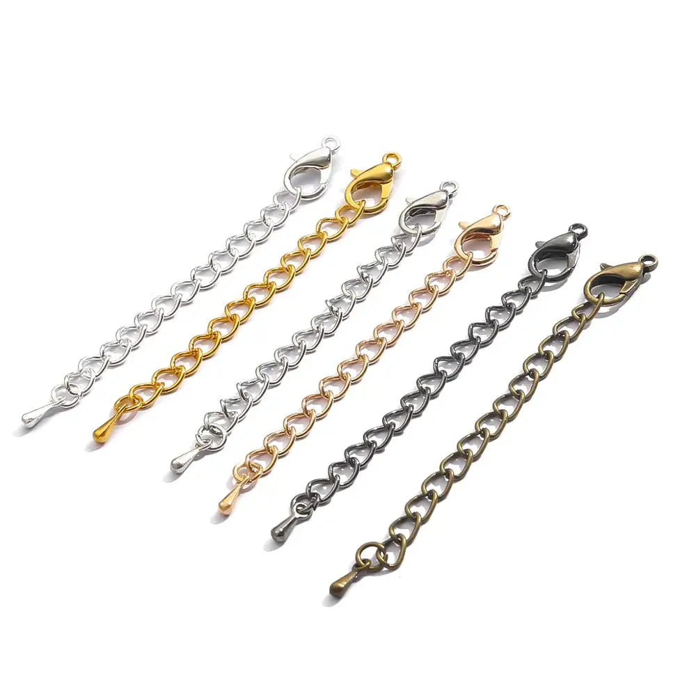 10Pcs/Lot 55mm Tone Extended Extension Tail Chain Lobster Clasps Connector For DIY Jewelry Making Findings Bracelet Necklace