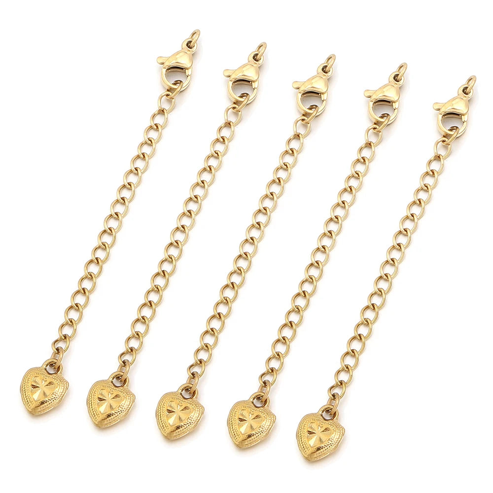 5-10pcs Stainless Steel Extension Chains With Lobster Clasps Connector Necklace Tail Chain For Jewelry Making DIY Accessories