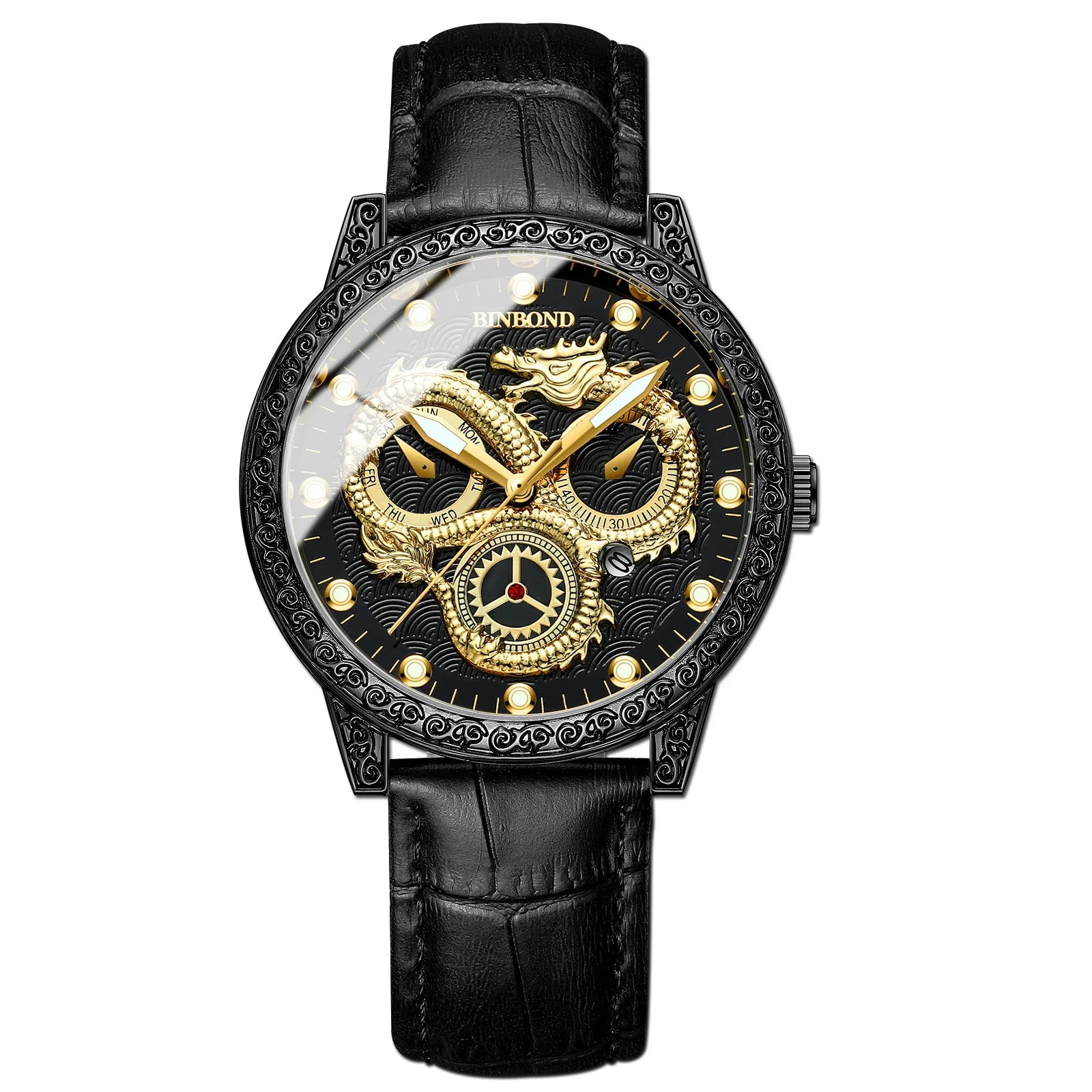 BINBOND Dragon vintage luxury quartz watches for men precise luminous waterproof auto date men's watch casual sturdy reloj