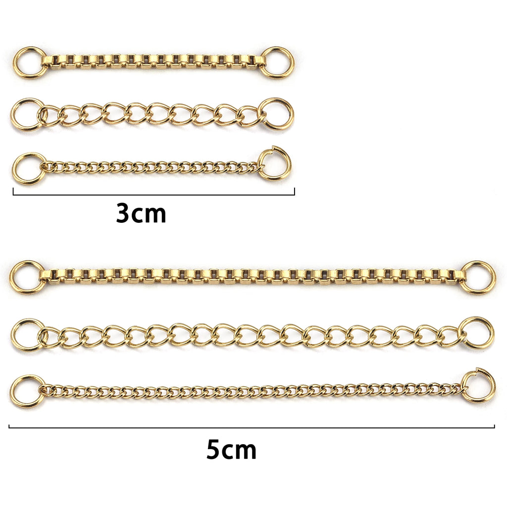 10pcs Stainless Steel Extension Chain No Fade Extended Connector Ball Tail Chain For Earrings Chain Necklace DIY Jewelry Making