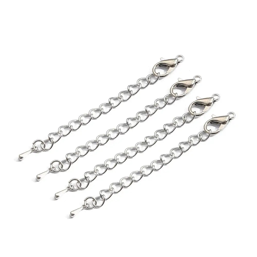 10Pcs/Lot 55mm Tone Extended Extension Tail Chain Lobster Clasps Connector For DIY Jewelry Making Findings Bracelet Necklace