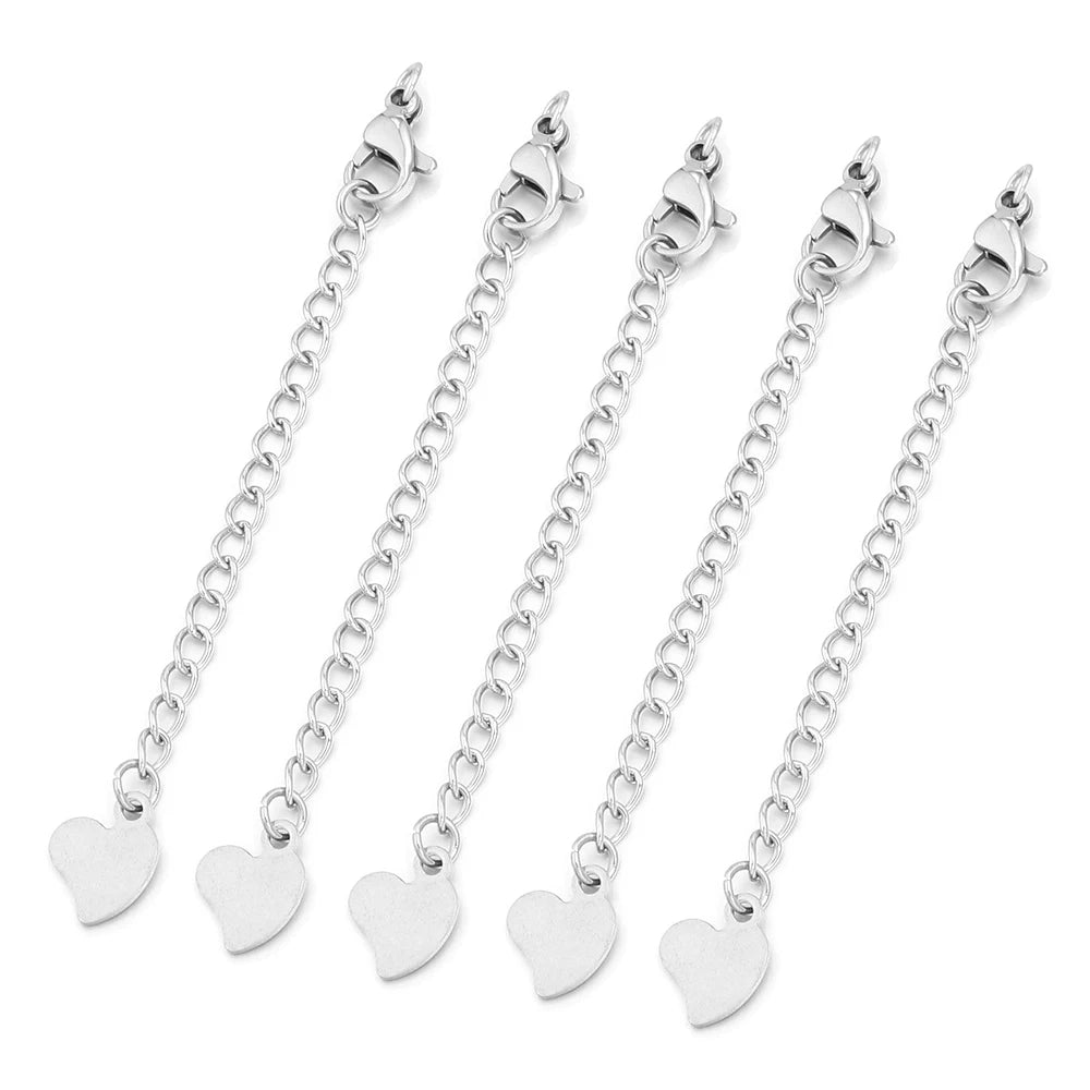 5-10pcs Stainless Steel Extension Chains With Lobster Clasps Connector Necklace Tail Chain For Jewelry Making DIY Accessories