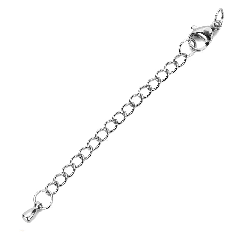 10pcs PVD Never Fade Stainless Steel Extender Extension Chain Extended Tail Chains Lobster Clasps For Necklace Jewelry Making