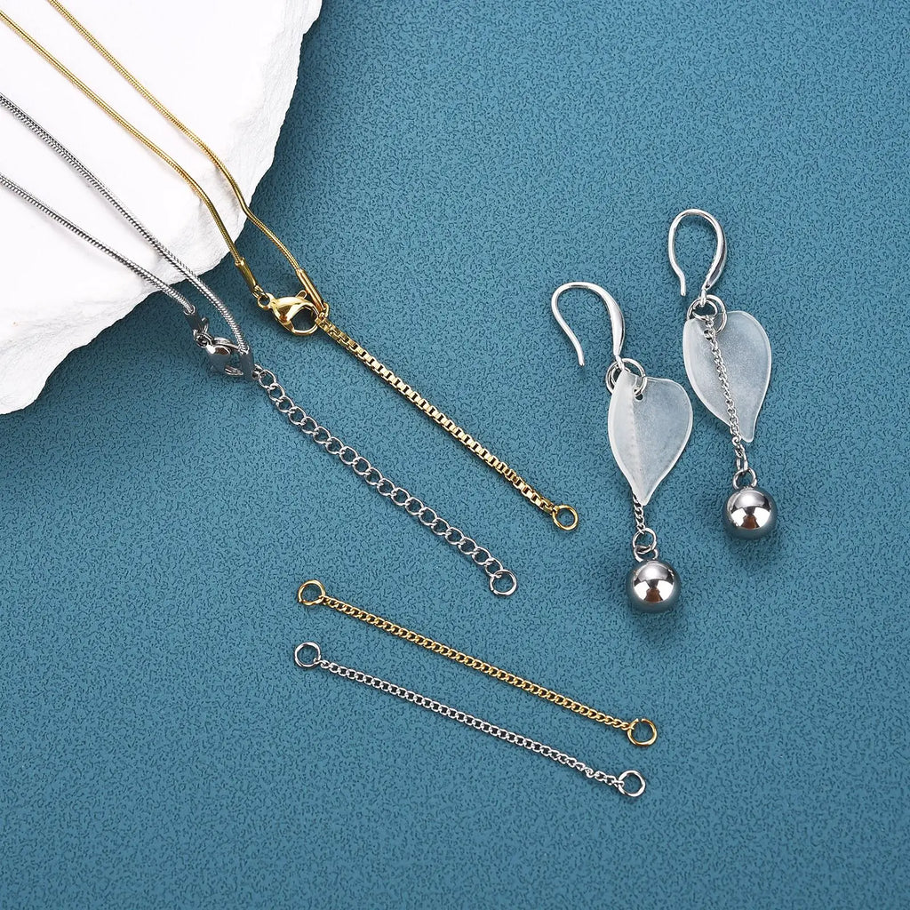 10pcs Stainless Steel Extension Chain No Fade Extended Connector Ball Tail Chain For Earrings Chain Necklace DIY Jewelry Making