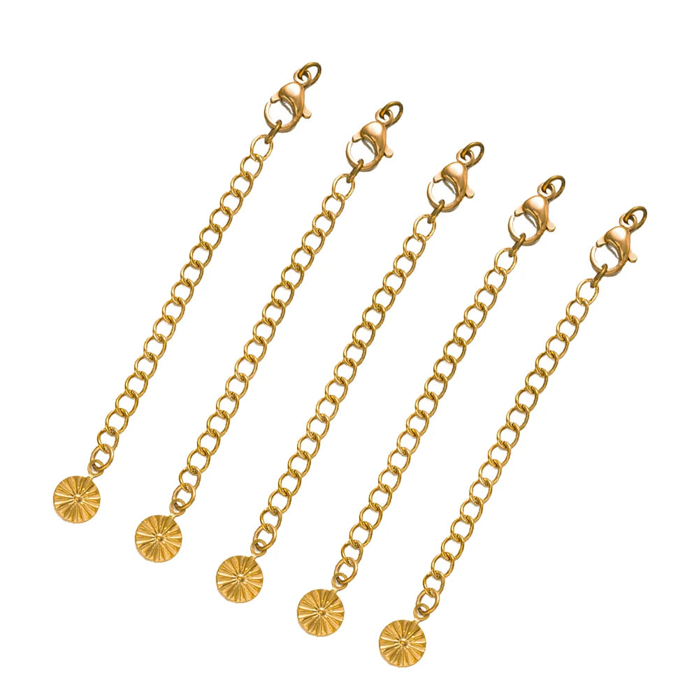 10pcs Stainless Steel Extension Extended Tail Chains Lobster Clasps Connectors DIY Jewelry Making Findings Bracelets Necklaces