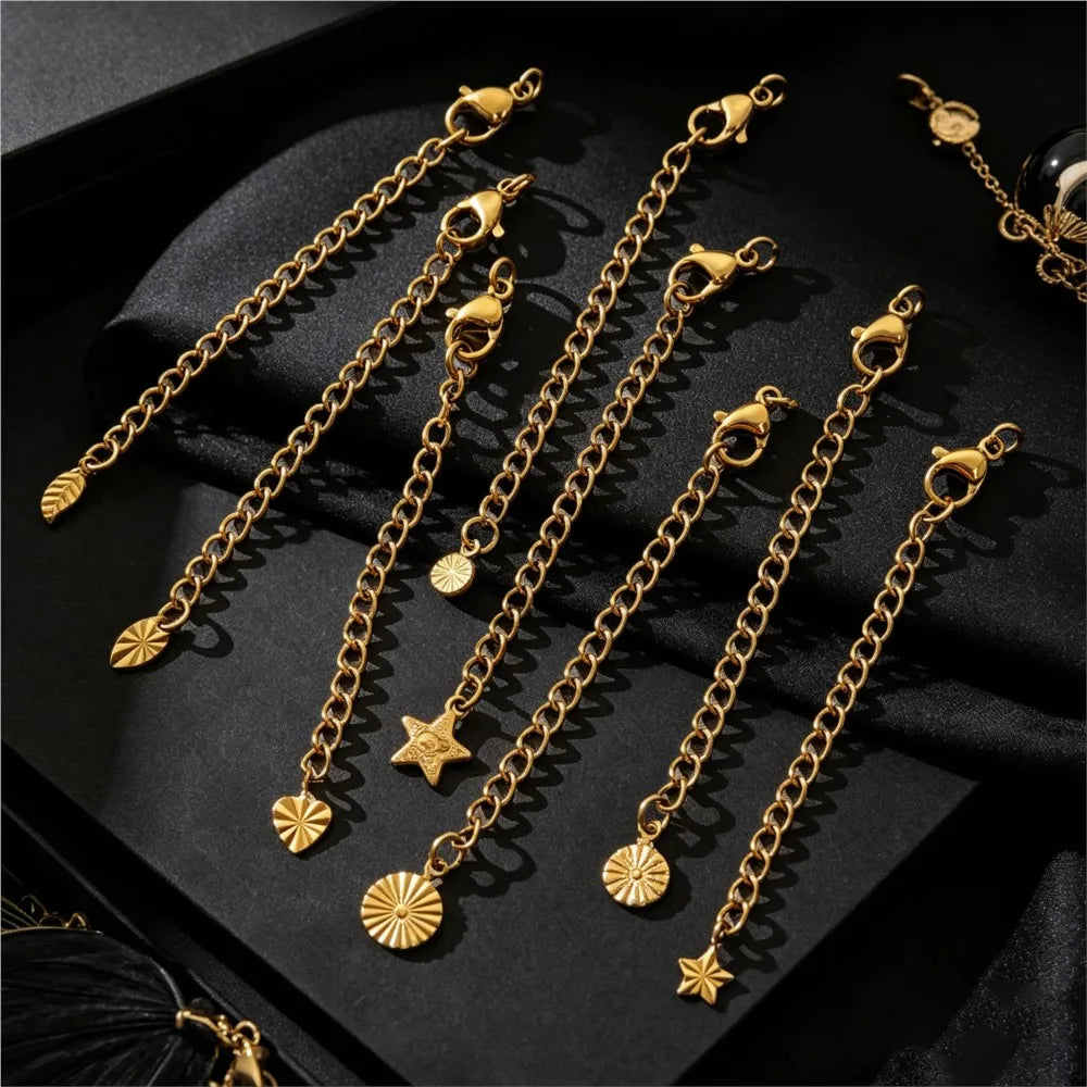 10pcs Stainless Steel Extension Extended Tail Chains Lobster Clasps Connectors DIY Jewelry Making Findings Bracelets Necklaces