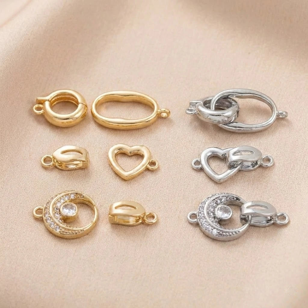 2pcs 18k Gold White Gold Plated Crystal Rhinestone Extension Fastener Clasp Set for DIY Bracelet Necklace and Jewelry Making