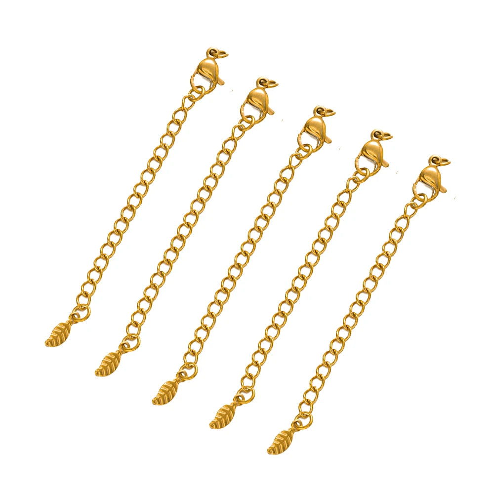 10pcs Stainless Steel Extension Extended Tail Chains Lobster Clasps Connectors DIY Jewelry Making Findings Bracelets Necklaces