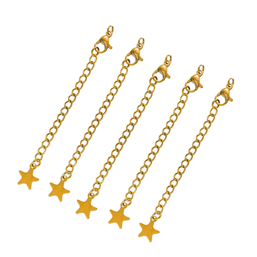 10pcs Stainless Steel Extension Extended Tail Chains Lobster Clasps Connectors DIY Jewelry Making Findings Bracelets Necklaces
