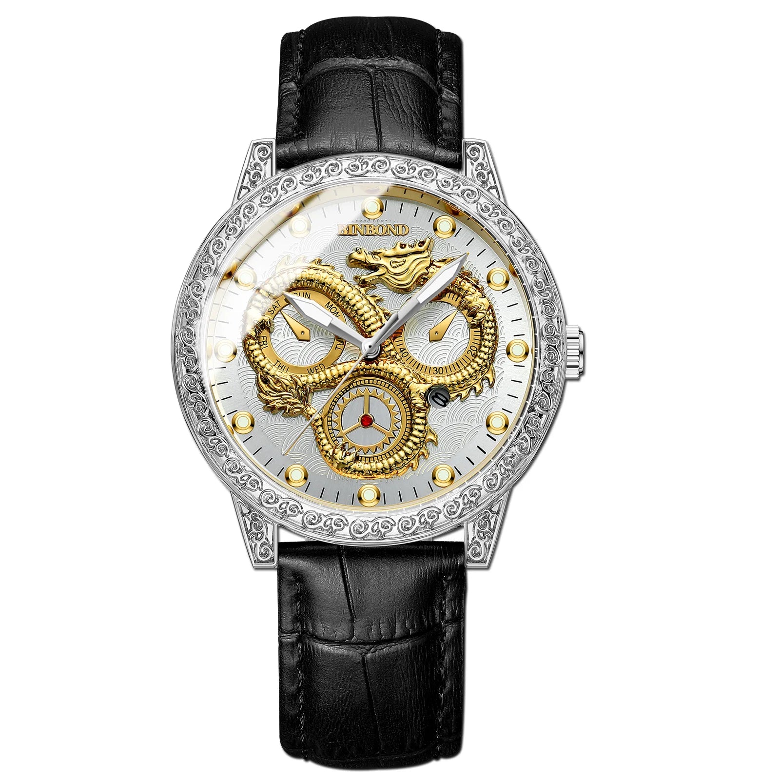 BINBOND Dragon vintage luxury quartz watches for men precise luminous waterproof auto date men's watch casual sturdy reloj